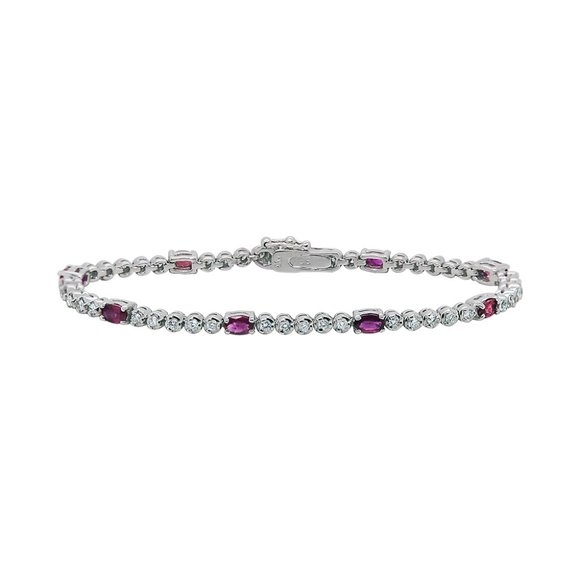 14K White Gold 3.00 Ct. tw. Ruby and Diamond Bracelet - Picture 1 of 3